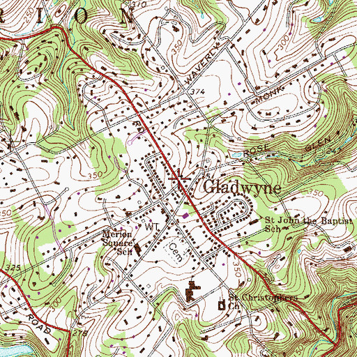 Topographic Map of Gladwyne Fire Company - Station 24, PA