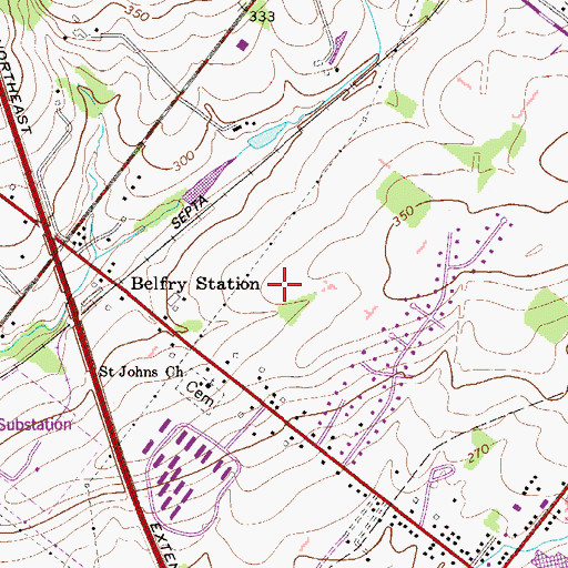 Topographic Map of Gleneagles, PA