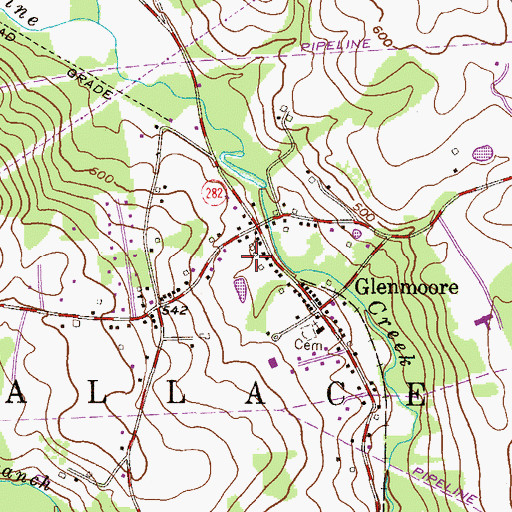 Topographic Map of Glenmoore Post Office, PA