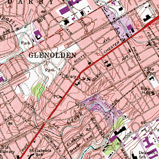 Topographic Map of Glenolden Fire Company Station 5, PA