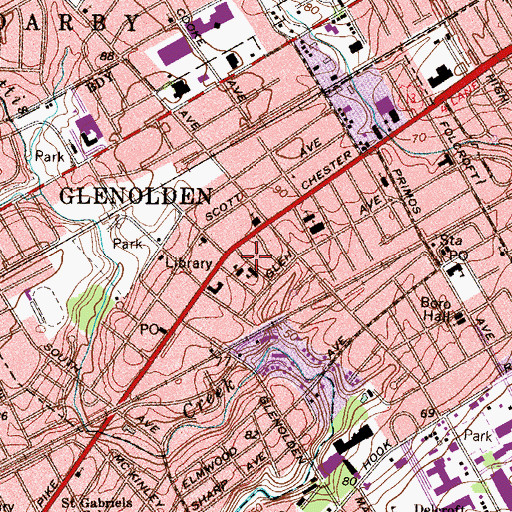 Topographic Map of Glenolden Police Department, PA