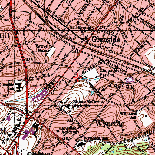 Topographic Map of Glenside Chamber of Commerce, PA