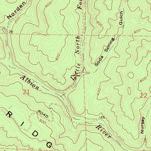 Topographic Map of Soda Spring Gulch, CA