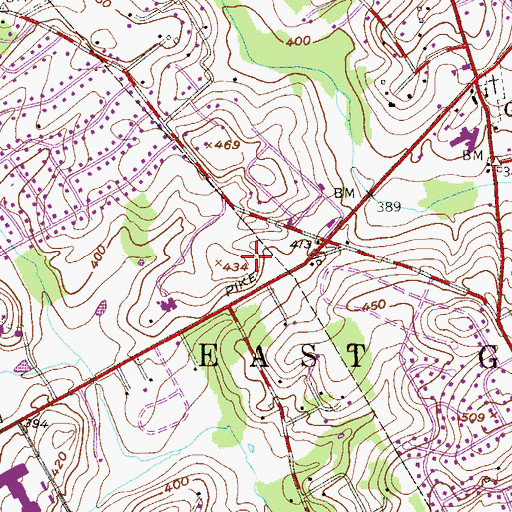 Topographic Map of Goshen Corporate Park, PA