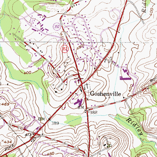 Topographic Map of Goshen Friends Meeting Church, PA