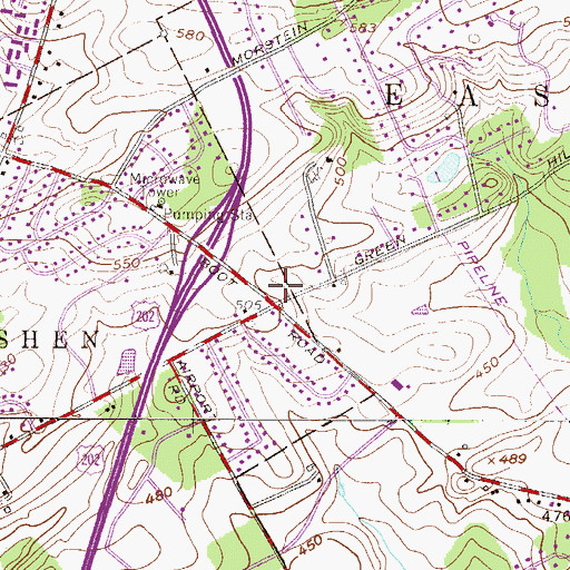 Topographic Map of Goshen Fire Company Station 56, PA