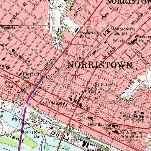Topographic Map of Gotwals Elementary School, PA