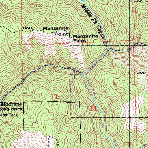 Topographic Map of Soda Springs Canyon, CA