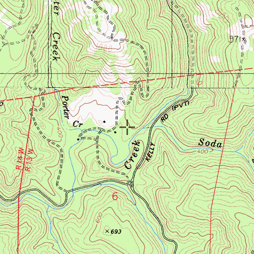 Topographic Map of Soda Springs Creek, CA