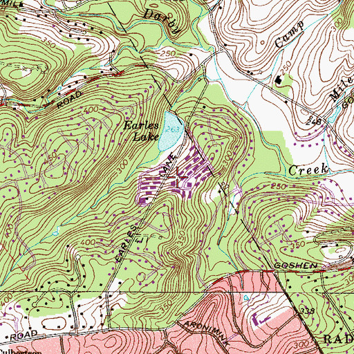 Topographic Map of Green Countrie Village, PA