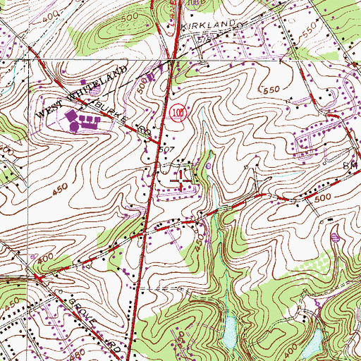 Topographic Map of Green Manor Farm, PA