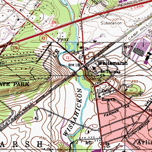 Topographic Map of Green Ribbon Preservation Trail, PA