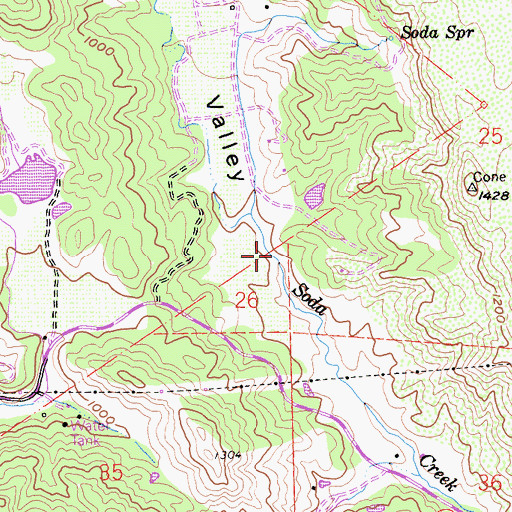 Topographic Map of Soda Valley, CA