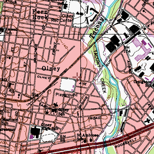Topographic Map of Grover Washington Junior Middle School, PA