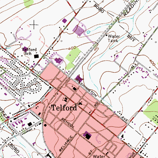 Topographic Map of Grundy Manor, PA