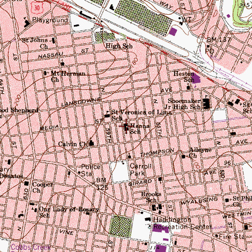 Topographic Map of Guion S Bluford Elementary School, PA