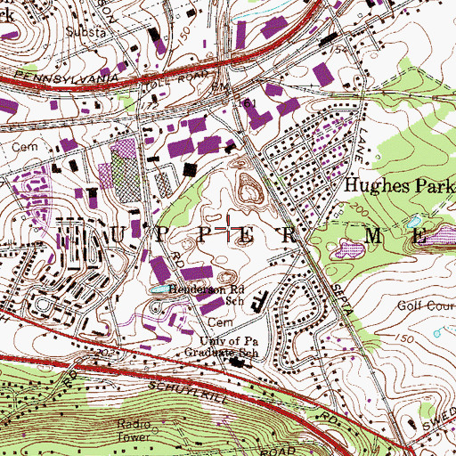 Topographic Map of Gulph Mills Business Park, PA