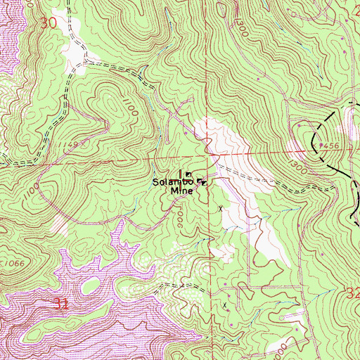 Topographic Map of Solambo Mine, CA