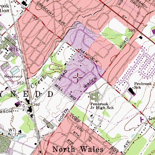 Topographic Map of Gwynedd Club, PA