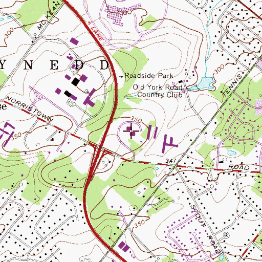 Topographic Map of Gwynedd Estates, PA