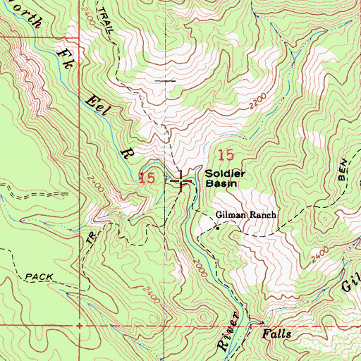 Topographic Map of Soldier Basin, CA