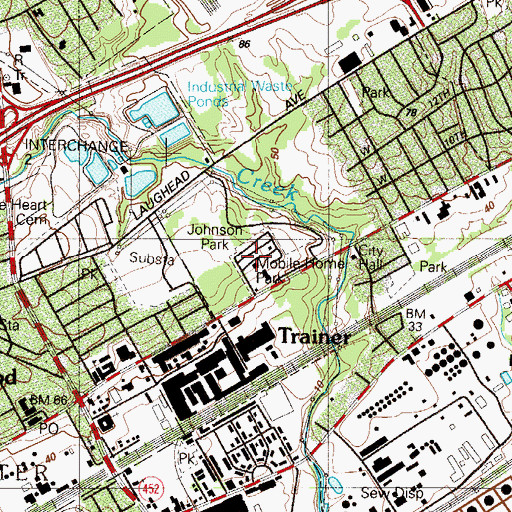 Topographic Map of Lennox Park Mobile Home Park, PA