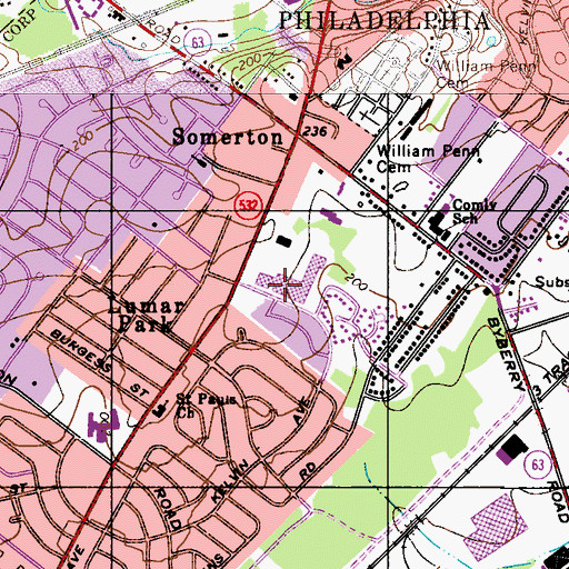 Topographic Map of Leo Mall Shopping Center, PA