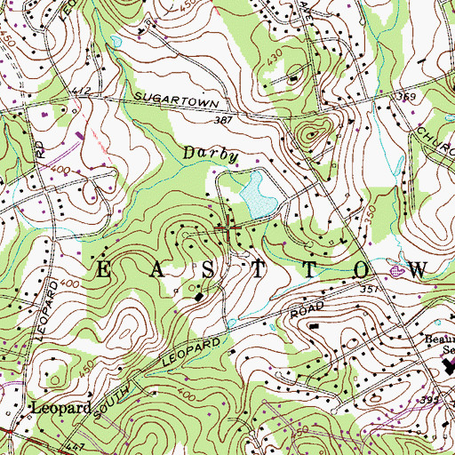 Topographic Map of Leopard Lakes, PA