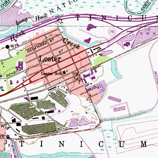 Topographic Map of Lester Fire Station, PA