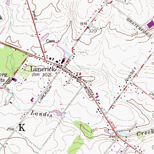 Topographic Map of Limerick Post Office, PA