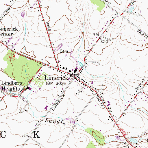 Topographic Map of Limerick Chapel, PA