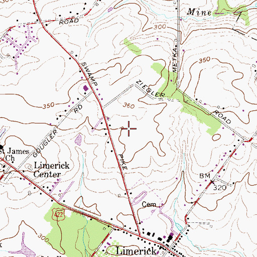 Topographic Map of Limerick Community Park, PA