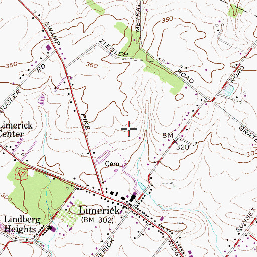 Topographic Map of Limerick Garden of Memories Cemetery, PA