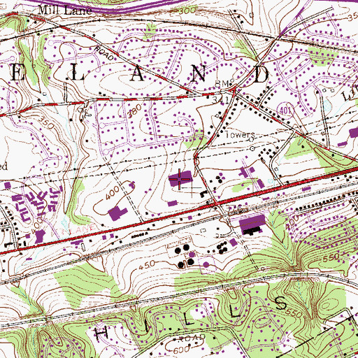 Topographic Map of Lincoln Court Shopping Center, PA