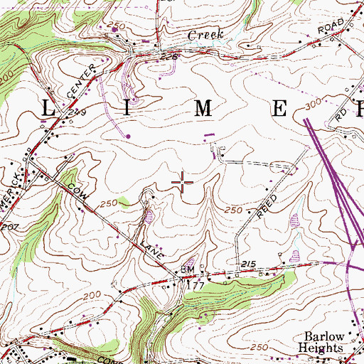 Topographic Map of Linfield Farms, PA