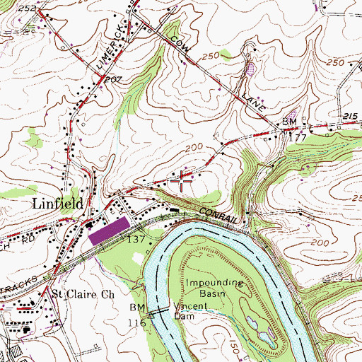 Topographic Map of Linfield Fire Company - Station 51, PA