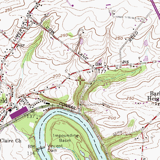 Topographic Map of Linfield Woods, PA
