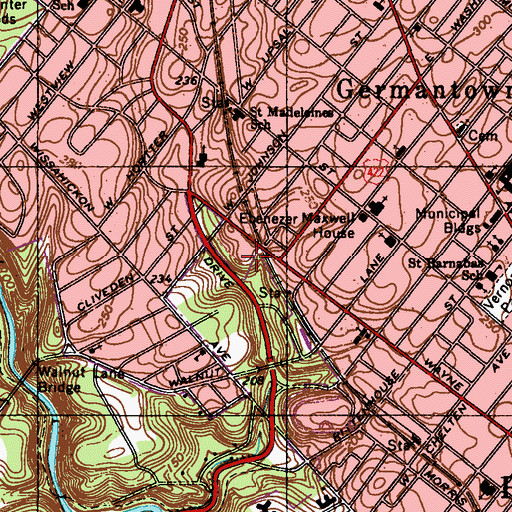 Topographic Map of Linglebach Elementary School, PA