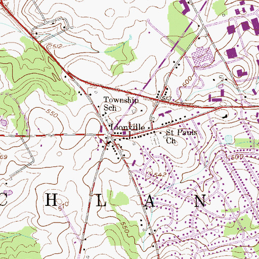 Topographic Map of Lionville Fire Company Station 47, PA