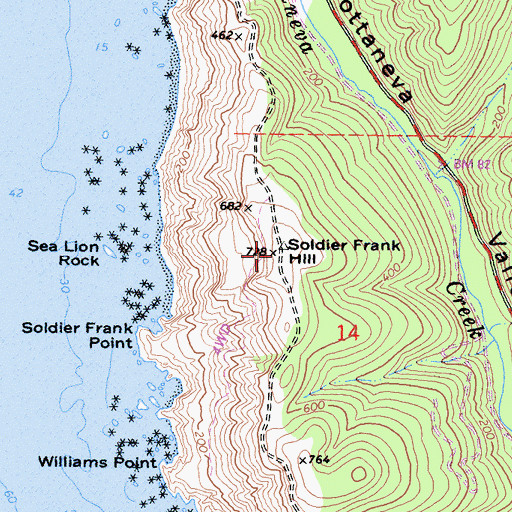 Topographic Map of Soldier Frank Hill, CA