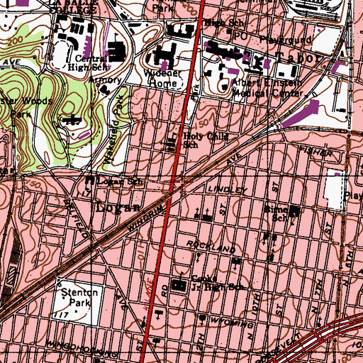 Topographic Map of Logan Branch Library Free Library of Philadelphia, PA
