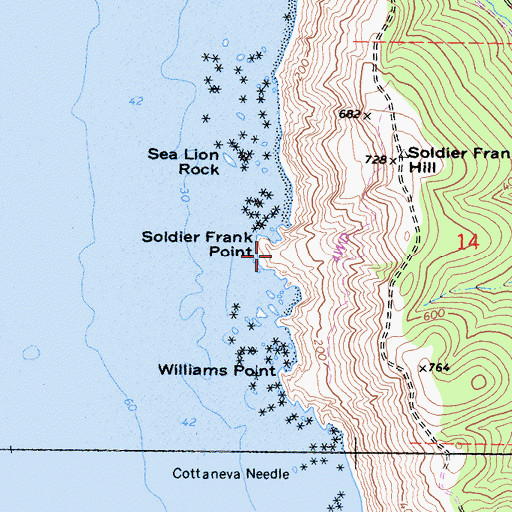 Topographic Map of Soldier Frank Point, CA