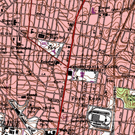 Topographic Map of Logan Post Office, PA