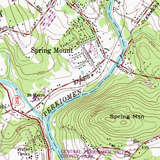 Topographic Map of Lower Frederick Township Building, PA