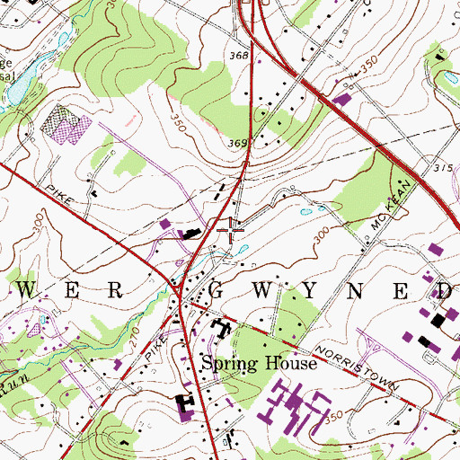 Topographic Map of Lower Gwynedd Township Police Station, PA