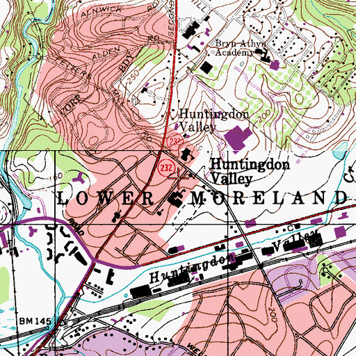 Topographic Map of Lower Moreland Town Hall, PA