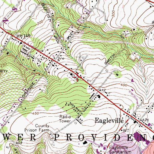 Topographic Map of Lower Providence Baptist Church Cemetery, PA