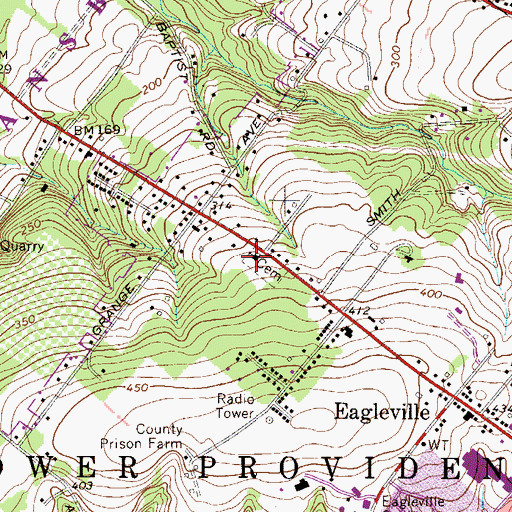 Topographic Map of Lower Providence Baptist Church, PA