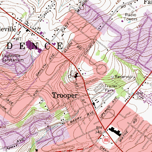 Topographic Map of Lower Providence Presbyterian Church, PA