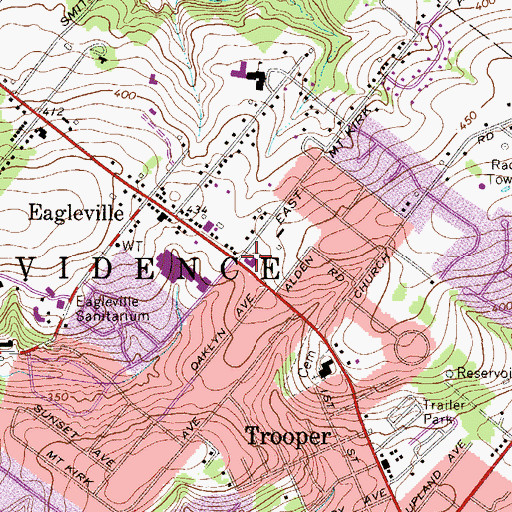 Topographic Map of Lower Providence Fire Company Main Station 53, PA